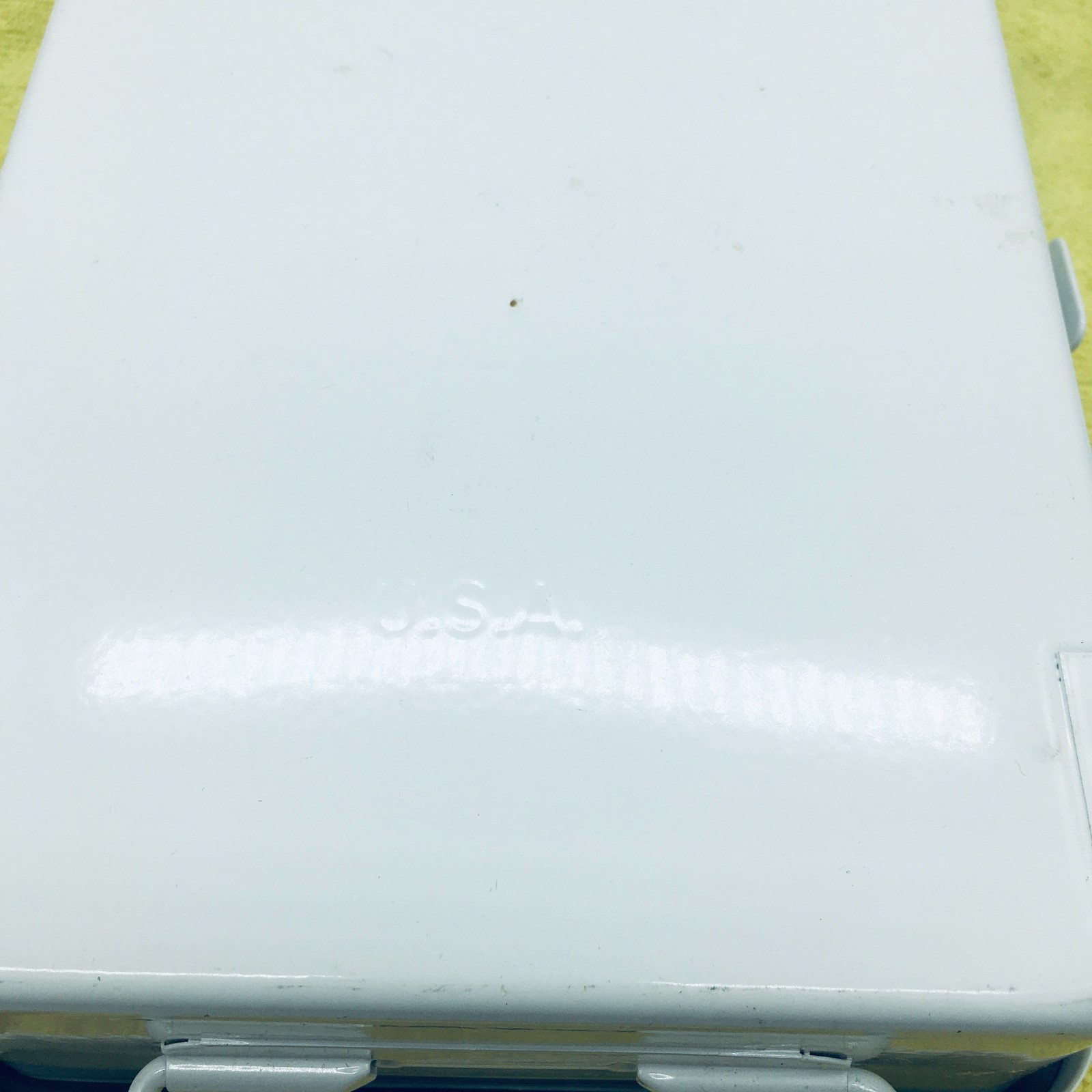 Vintage White Solid Steel Container Storage Tool box 7″X10″ Medium