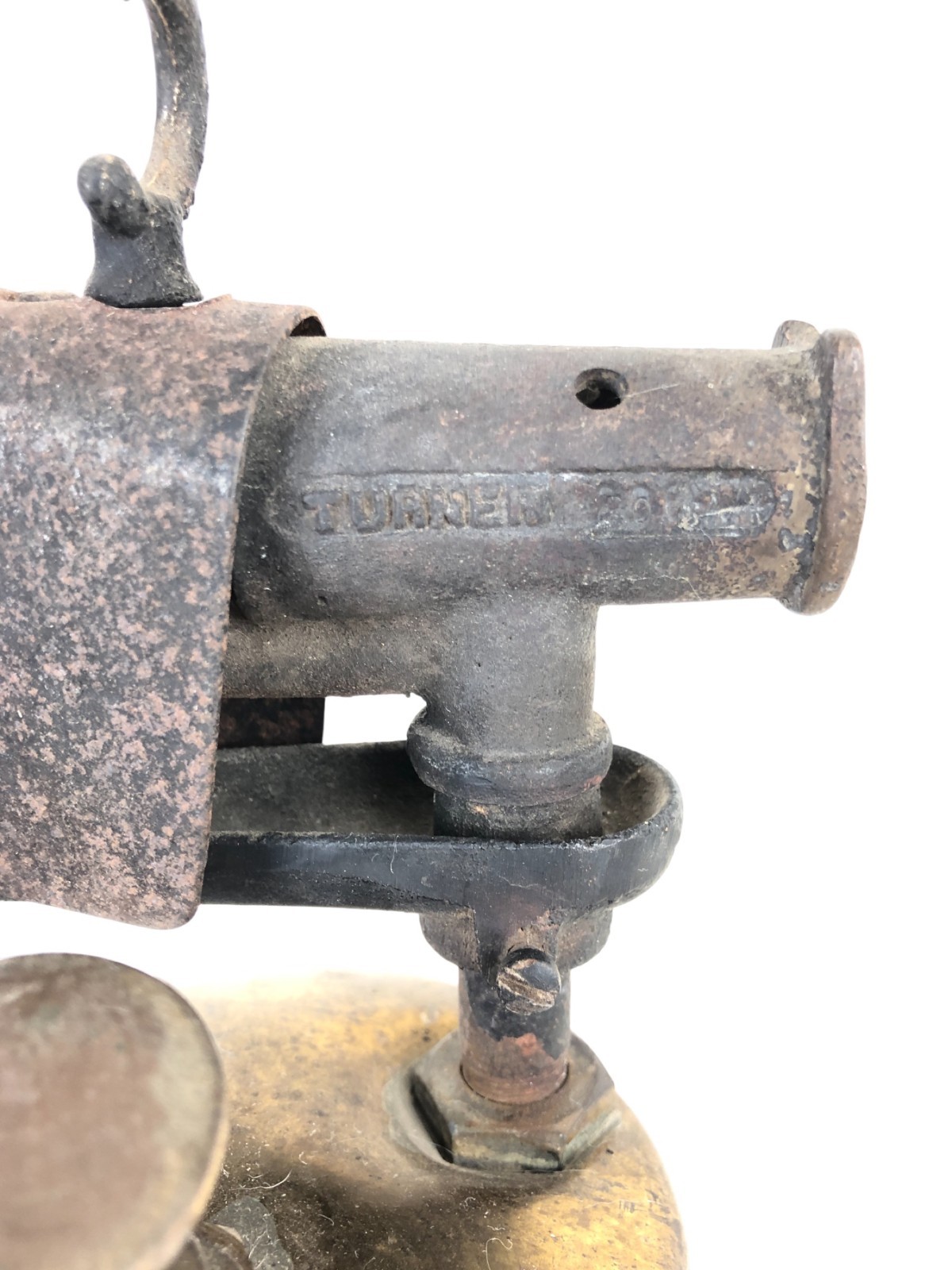 Vintage TURNER Brass Works Brass Blow Torch Wood Handle USA Untested