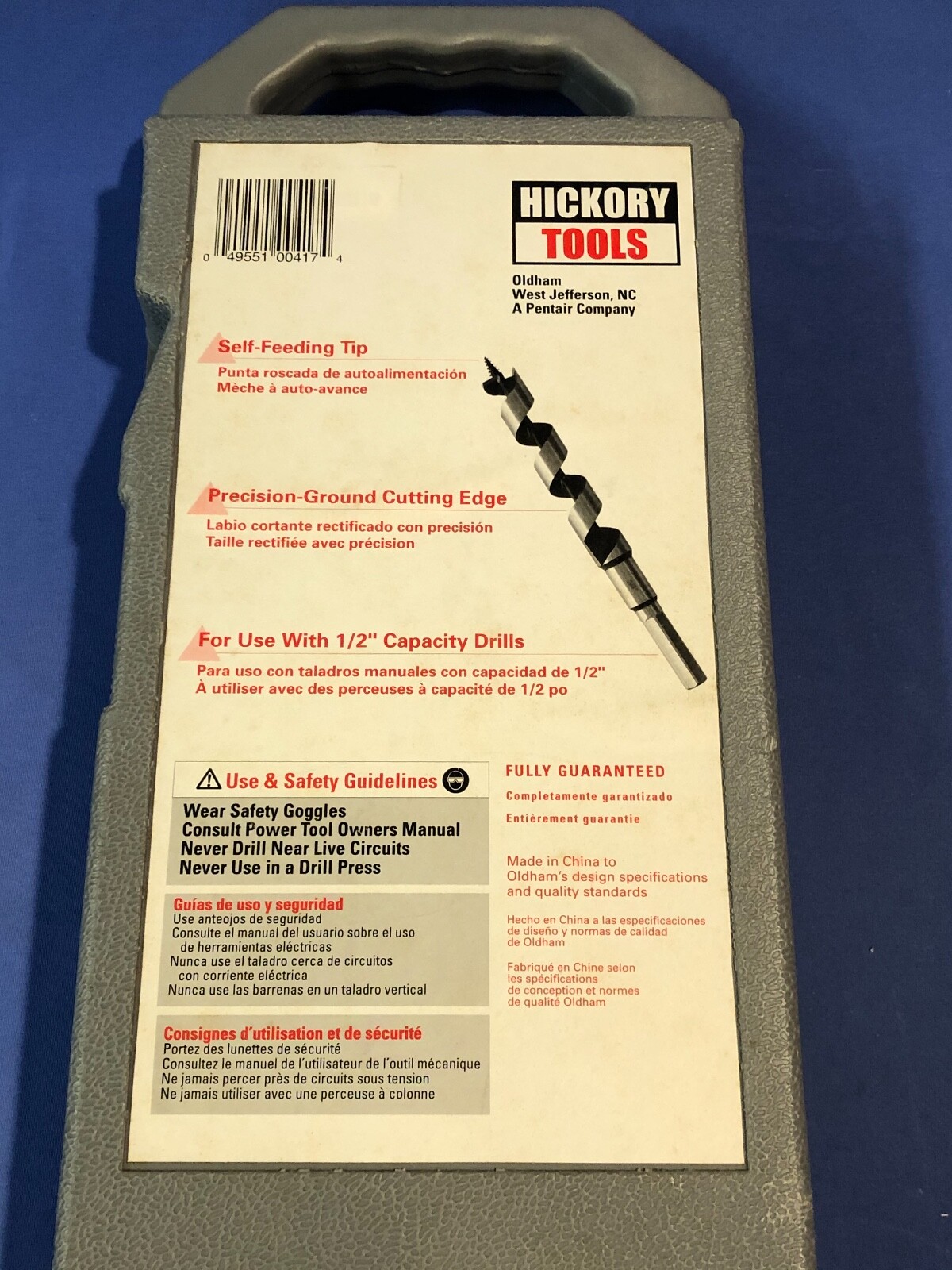 Hickory Tools, 5 piece Wood Auger Bit Set 3/8″ to 1″ in Case, Bits are 17″ Long