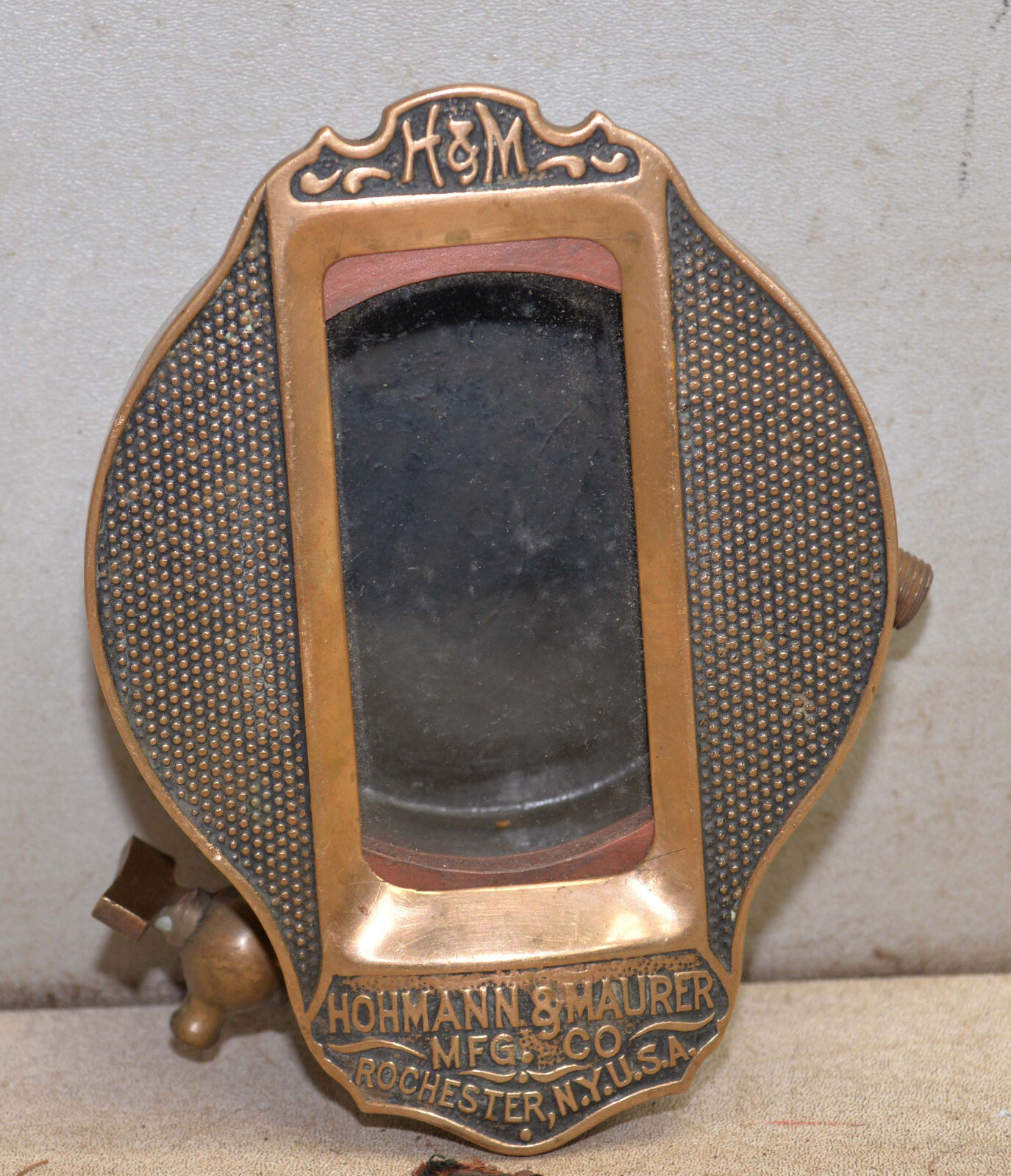 Rare antique Hohmann & Maurer railroad steam engine oiler sight glass gauge tool