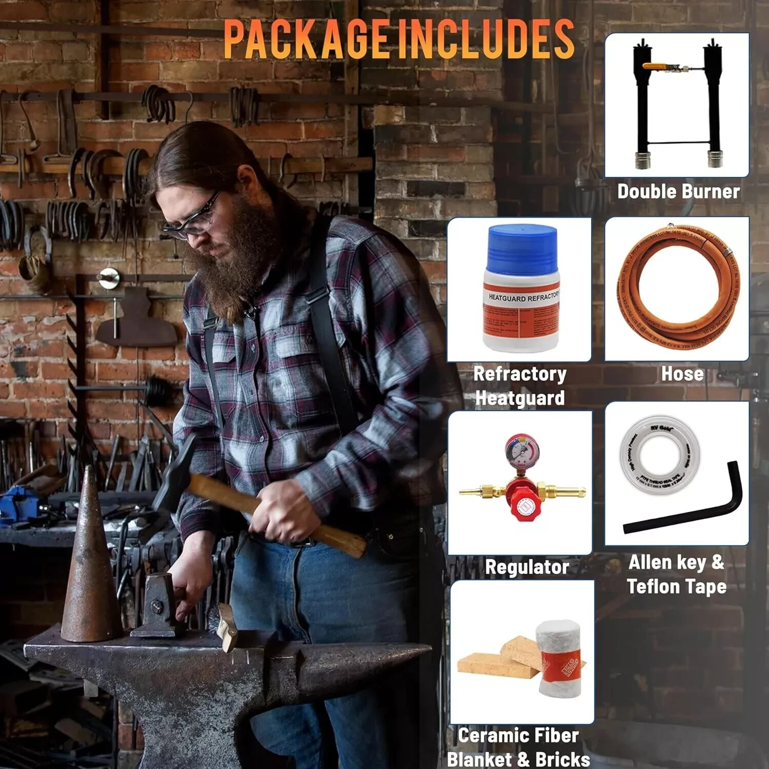 Double Burner Propane Forge Knife Making Blacksmith Gas Forge Farrier