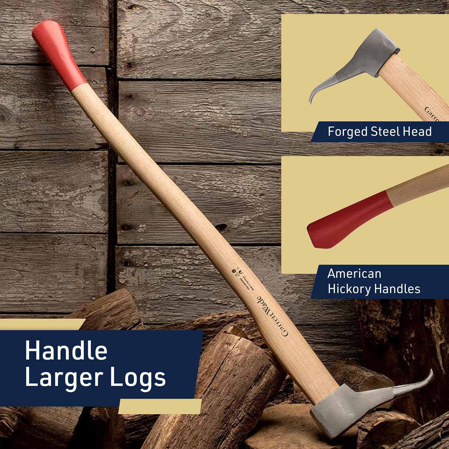 Pickaroon Logging Tool – 31.2” Log Grabber with Hickory Wood Handle – Hookaroon