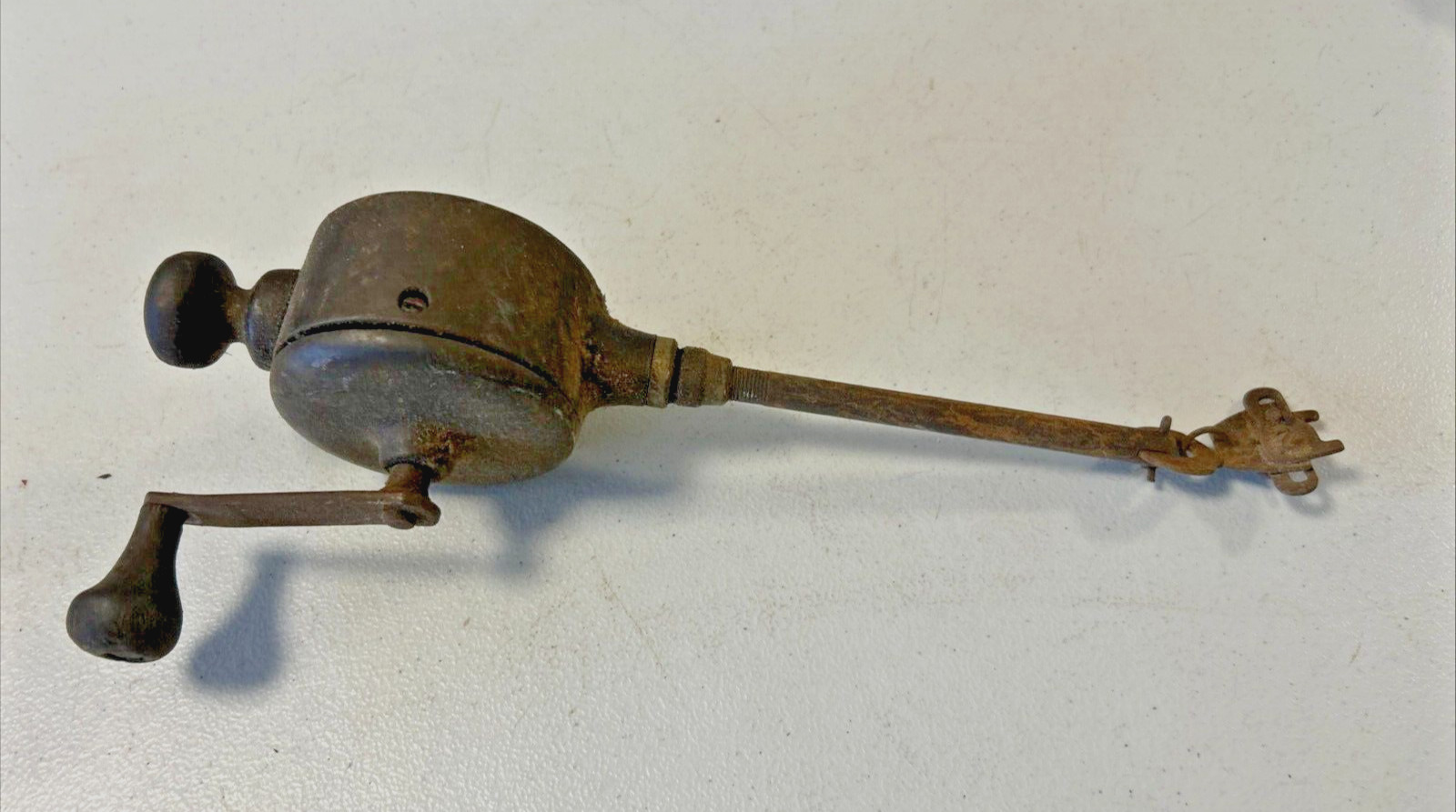 Vintage Manual Hand Crank Valve Lapping Tool with Wood Handle 11″
