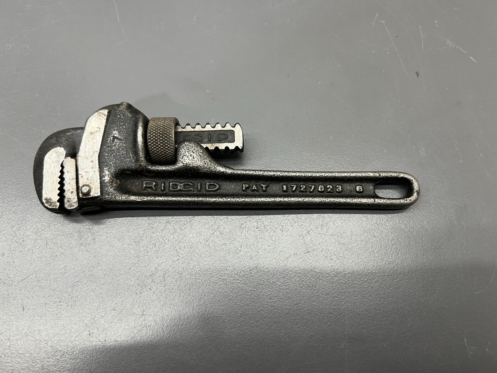 (e) VINTAGE RIDGID RIDGE TOOL CO. 6″ HARDENED PIPE WRENCH – ELYRIA, OH USA – EXC