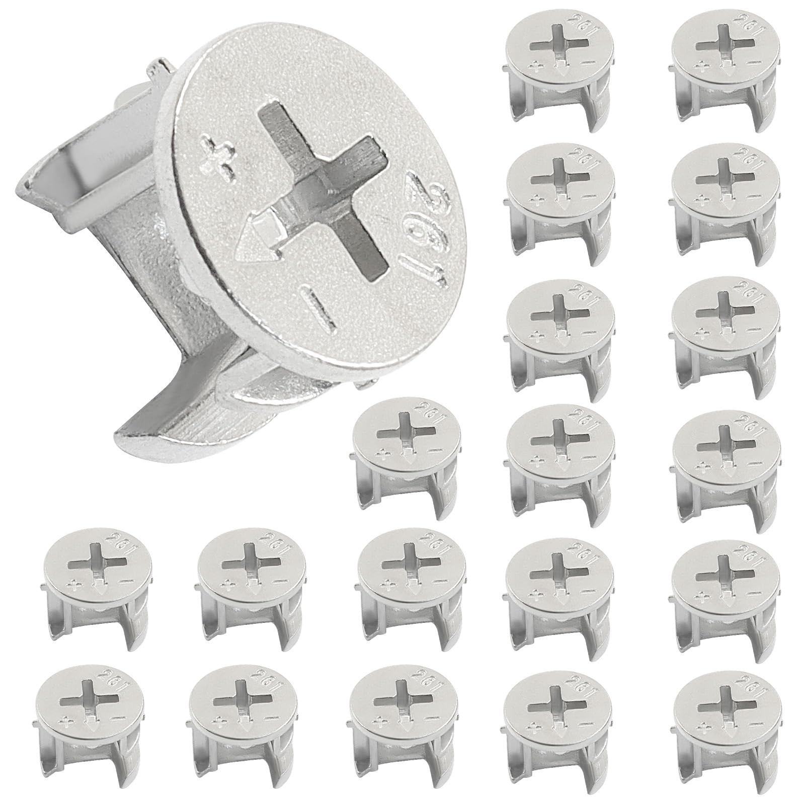 Piutouyar 20 Pcs Cam Locks for Furniture, 15 x 12 mm 15×12 mm, Silver