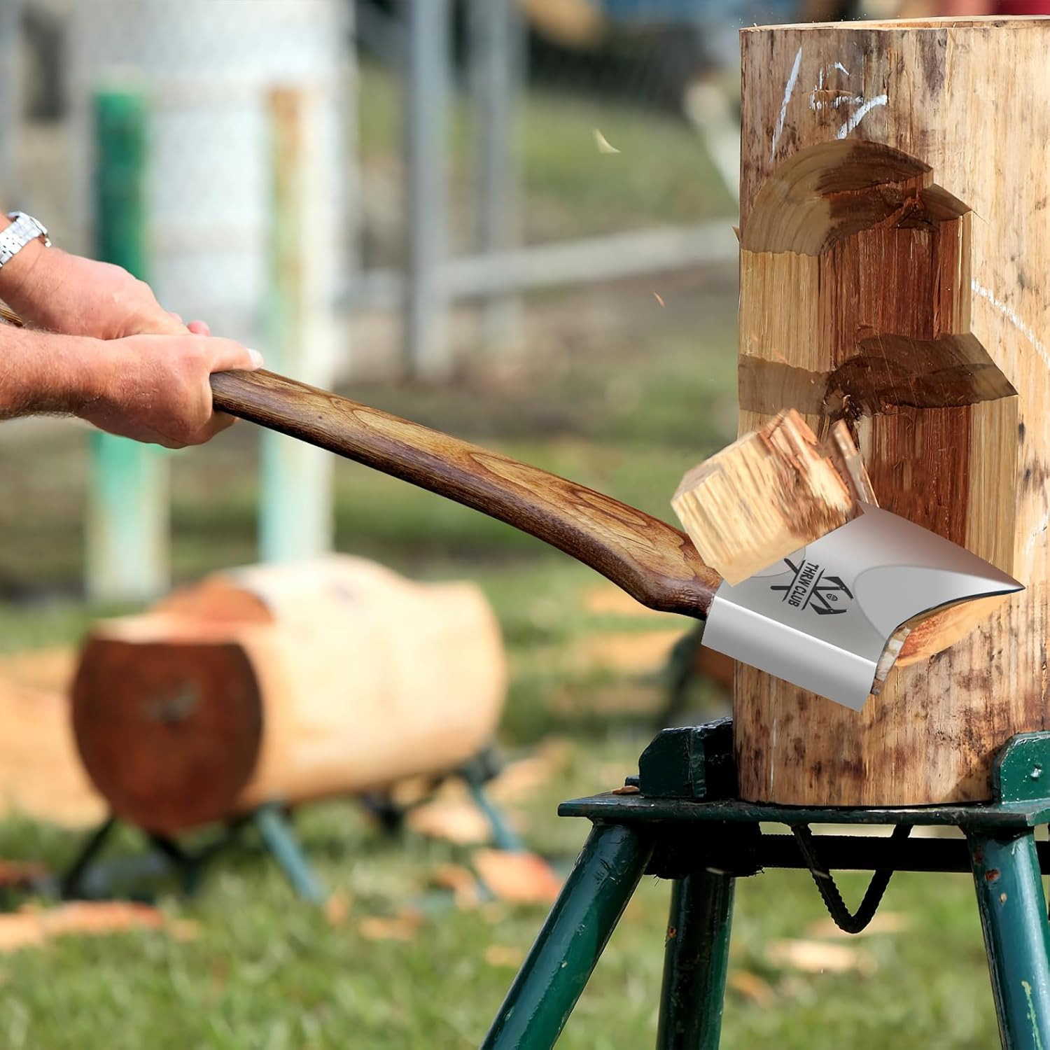32.6 Inch Professional Wood Splitting Axe, Wood Chopping Axe with Hickory Wood H