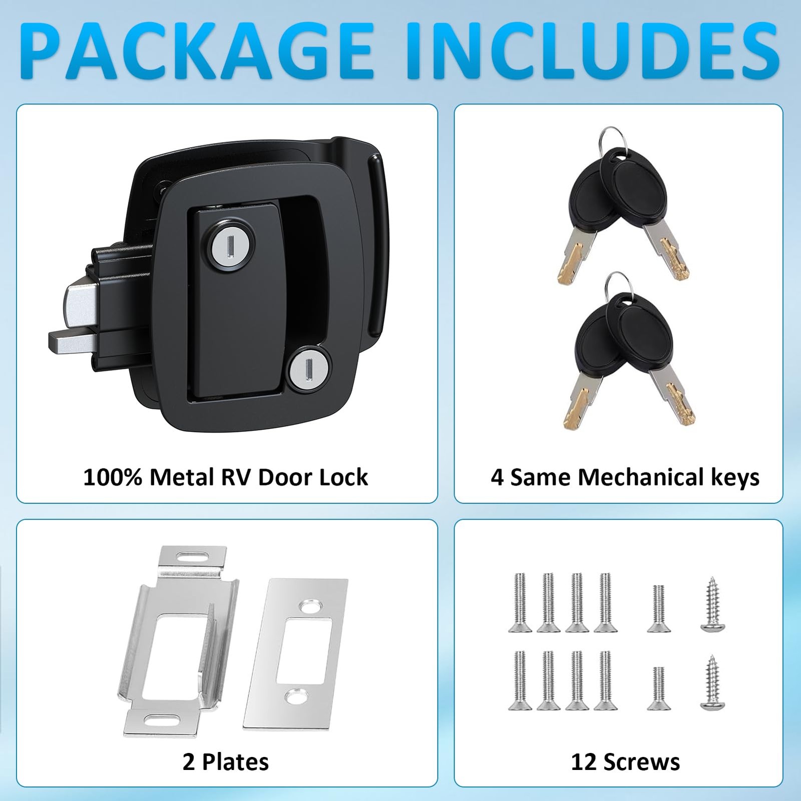 RV Door Lock Replacement Paddle Deadbolt Zinc Alloy Fits 2.75×3.75 Inch Hole