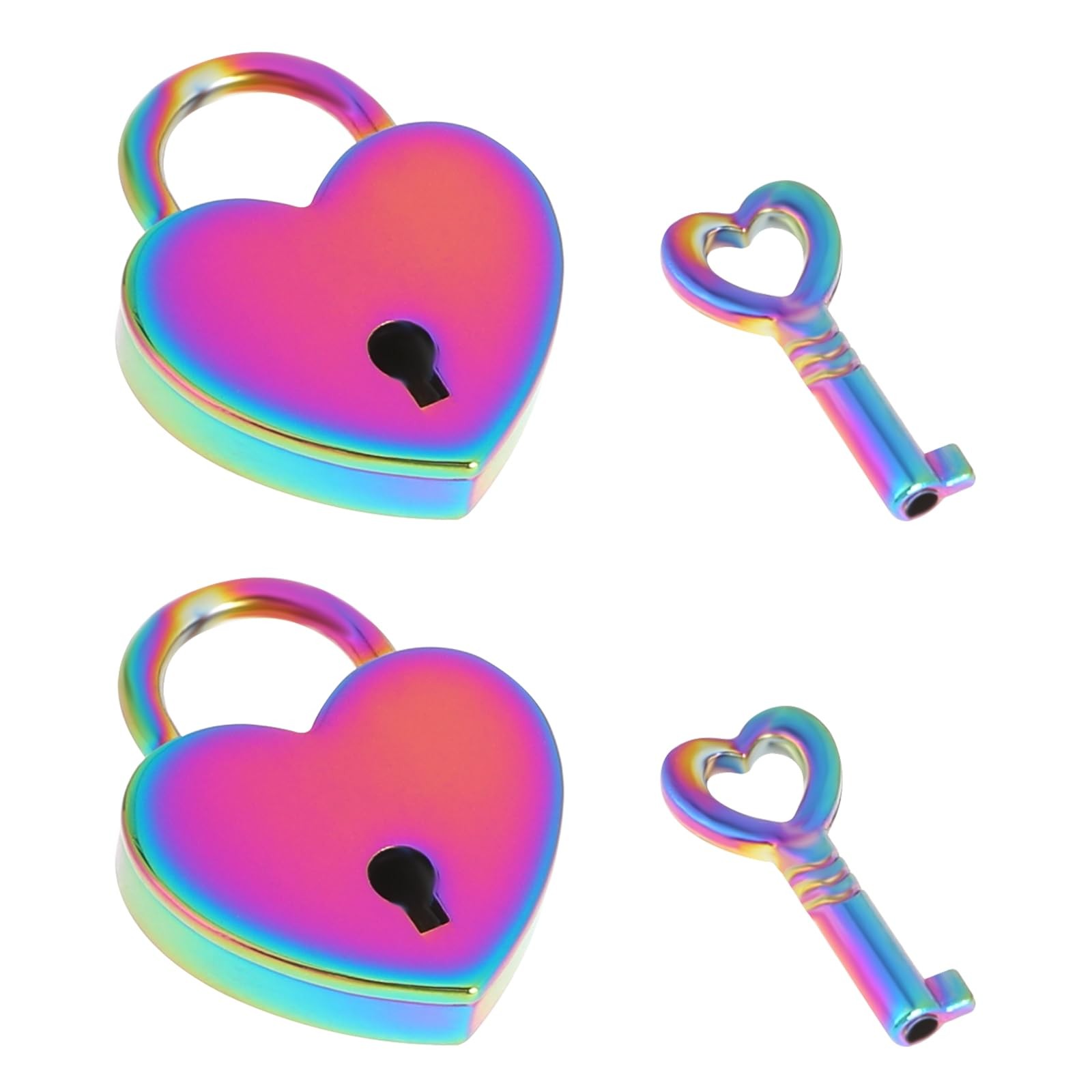 2 Pack Mini Heart Shaped Padlocks with Key, Small Metal Heart Shaped Padlock,…