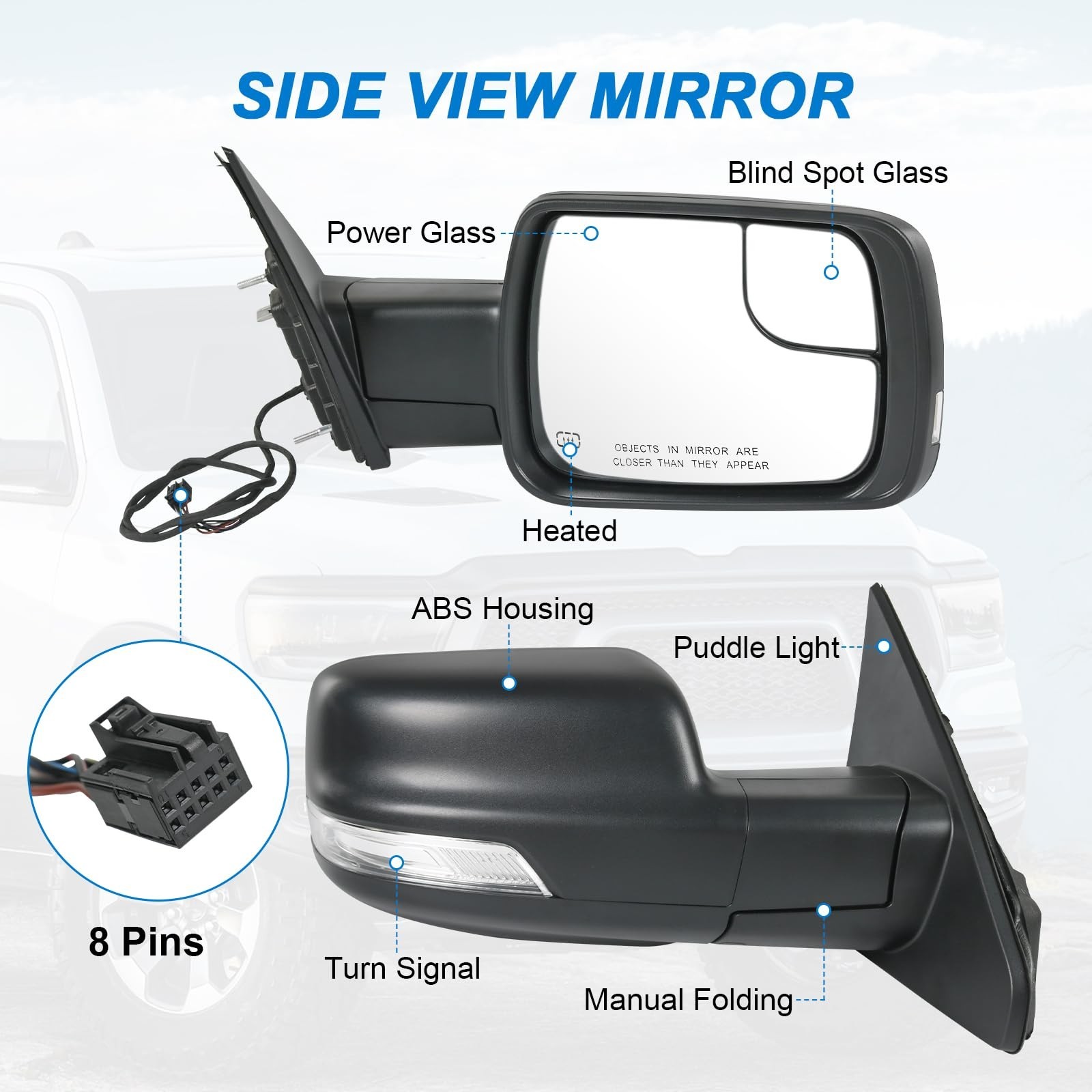 JDMSPEED Right Passenger Side Door Mirror Compatible with 2019-2025 Ram 1500 …