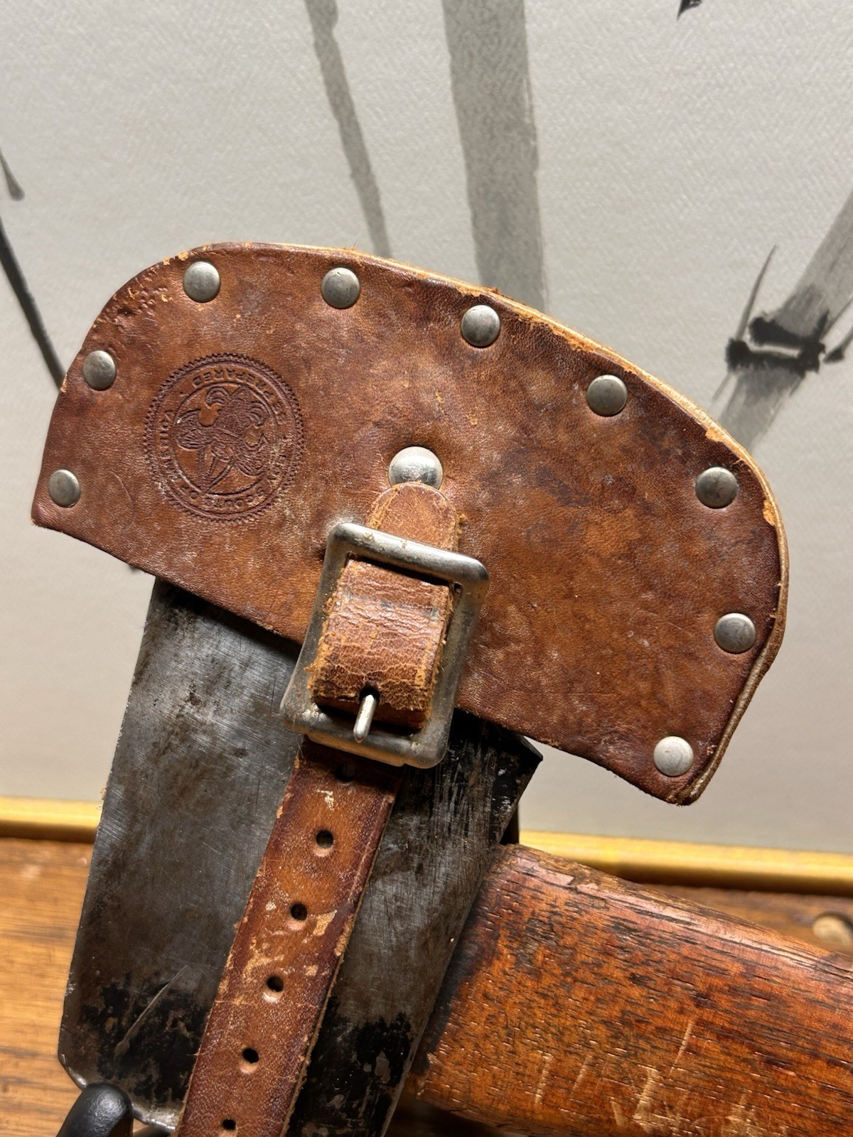 Vtg Genuine Plumb BSA Hatchet With Original Studded Leather Sheath 1940s-50s