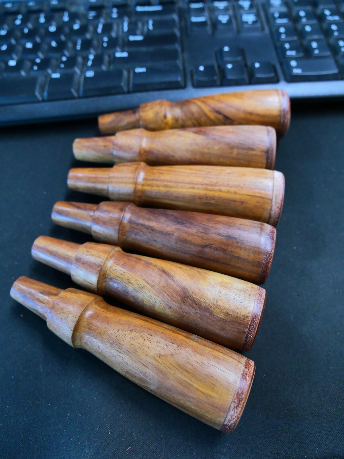 LOT OF 6 NEW ROSEWOOD SOCKET CHISEL HANDLES with LEATHER BUTTS TOOL RESTORATION