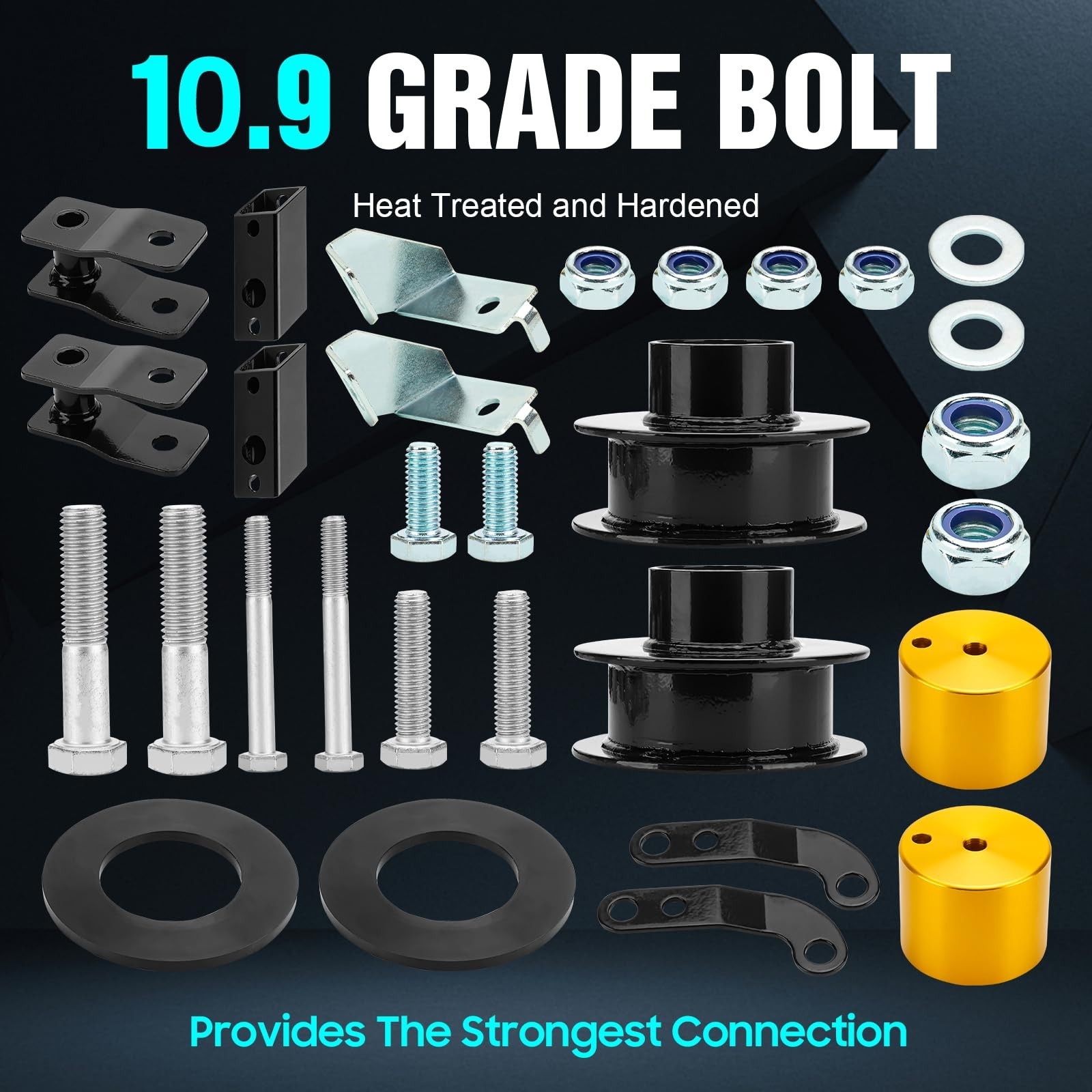 Full Leveling Lift Kits 2.5″ Front Strut Coil Spacer with Track Bar Relocatio…