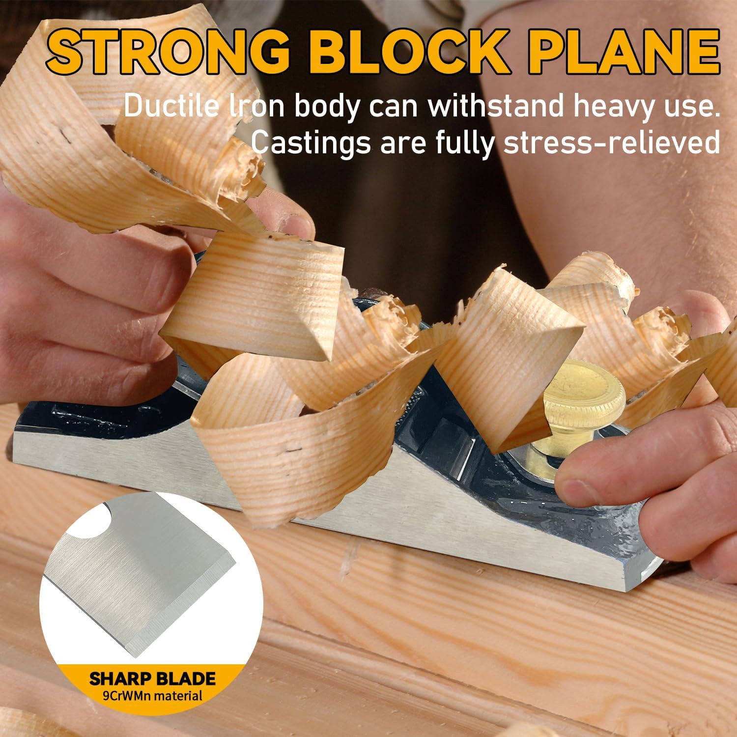 6.3″ Mini Wood Block Plane for Woodworking, Low Angle Block Planer with Adjusta