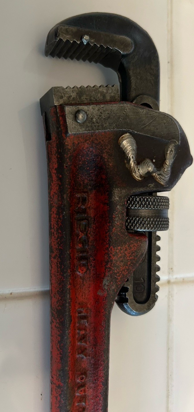 RIDGID 10″ HEAVY DUTY PIPE WRENCH RIDGE TOOL CO. ELYRIA, OHIO USA – VINTAGE