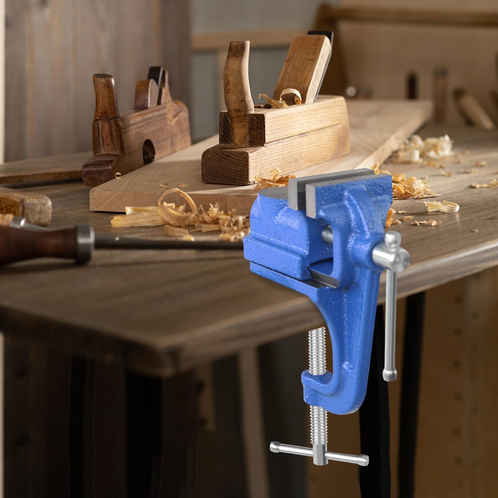 Mini Table Clamp, 2″ blue, Small Bench Vise, Upgraded cast steel manufacturin…