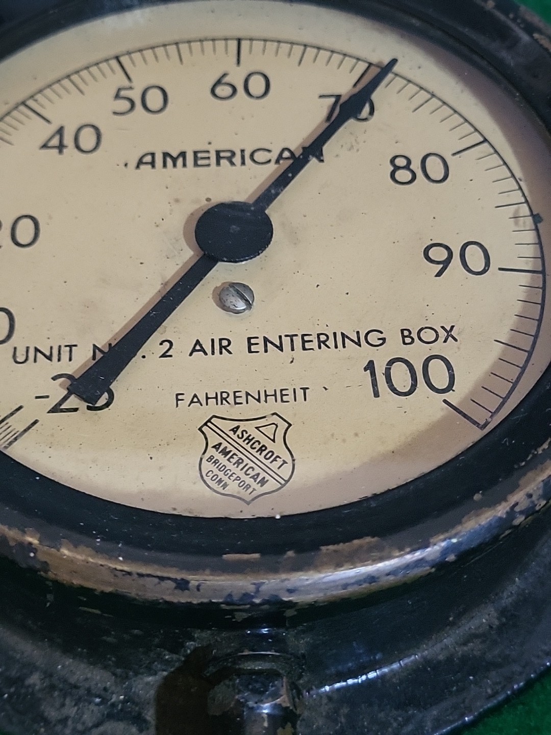 Steampunk Vintage Gauge Gage W/ Probe Ashcroft 5″ Dia. Temperature