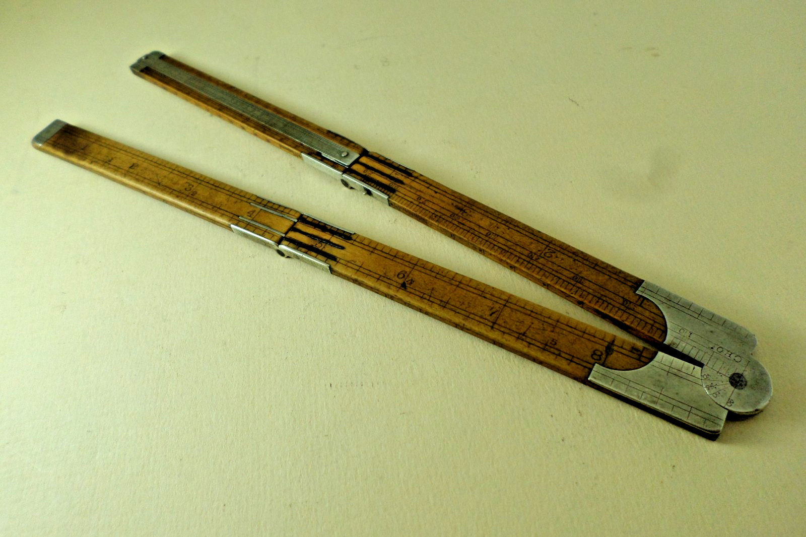 Extr. Rare, Boxwood & German Silver, 4-Fold, Elliott Slide Rule (A775)