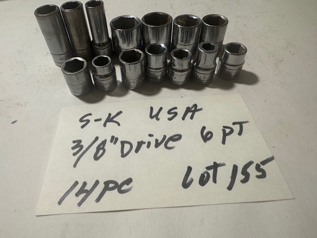 MADE USA – VINTAGE S – K WAYNE LOT OF 14 – 3/8″ DRIVE 6 PT METRIC & SAE SOCKETS