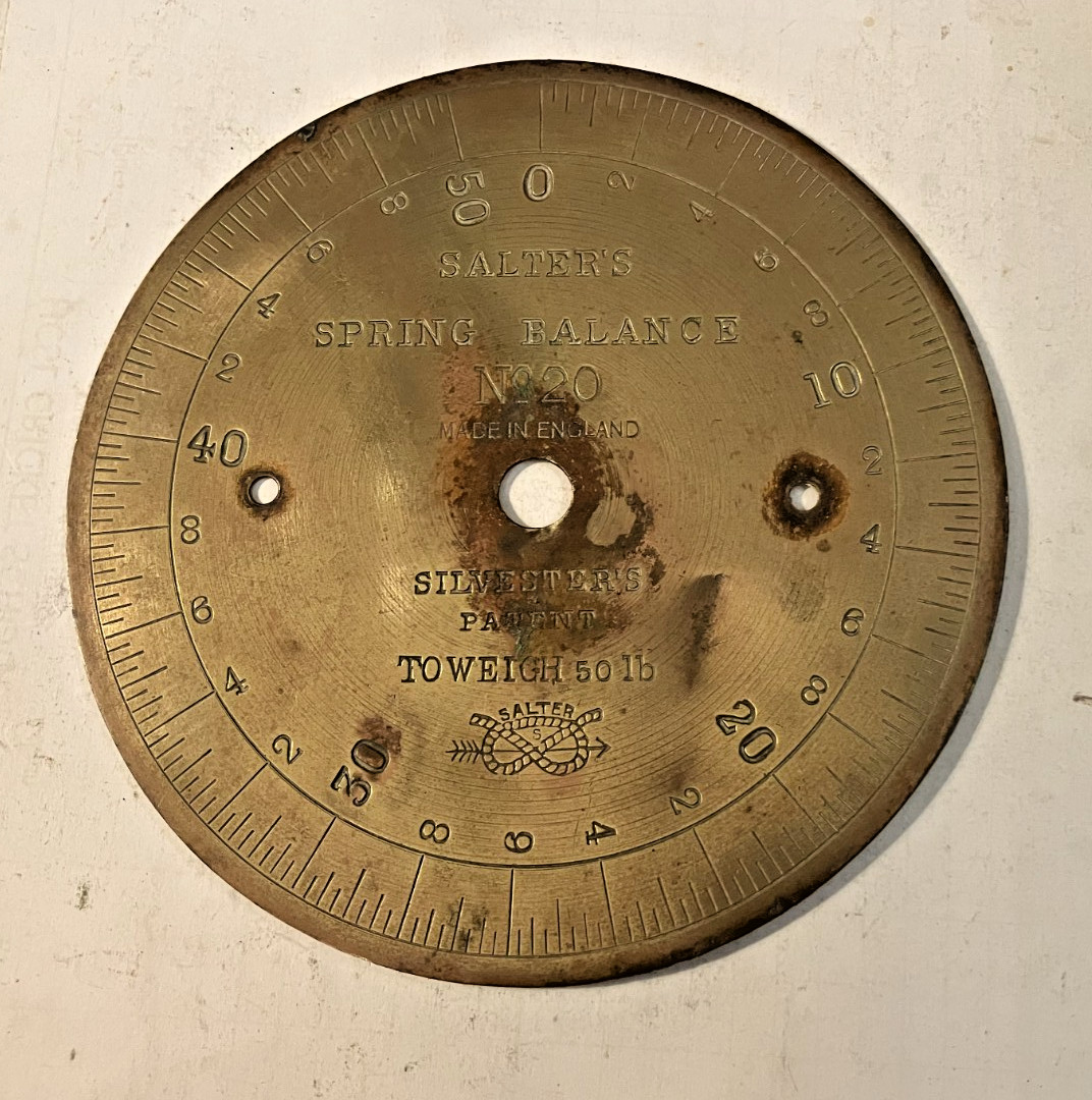 VINTAGE SALTER SPRING BALANCE 20 FACE PLATE 13cm dia. (A1)