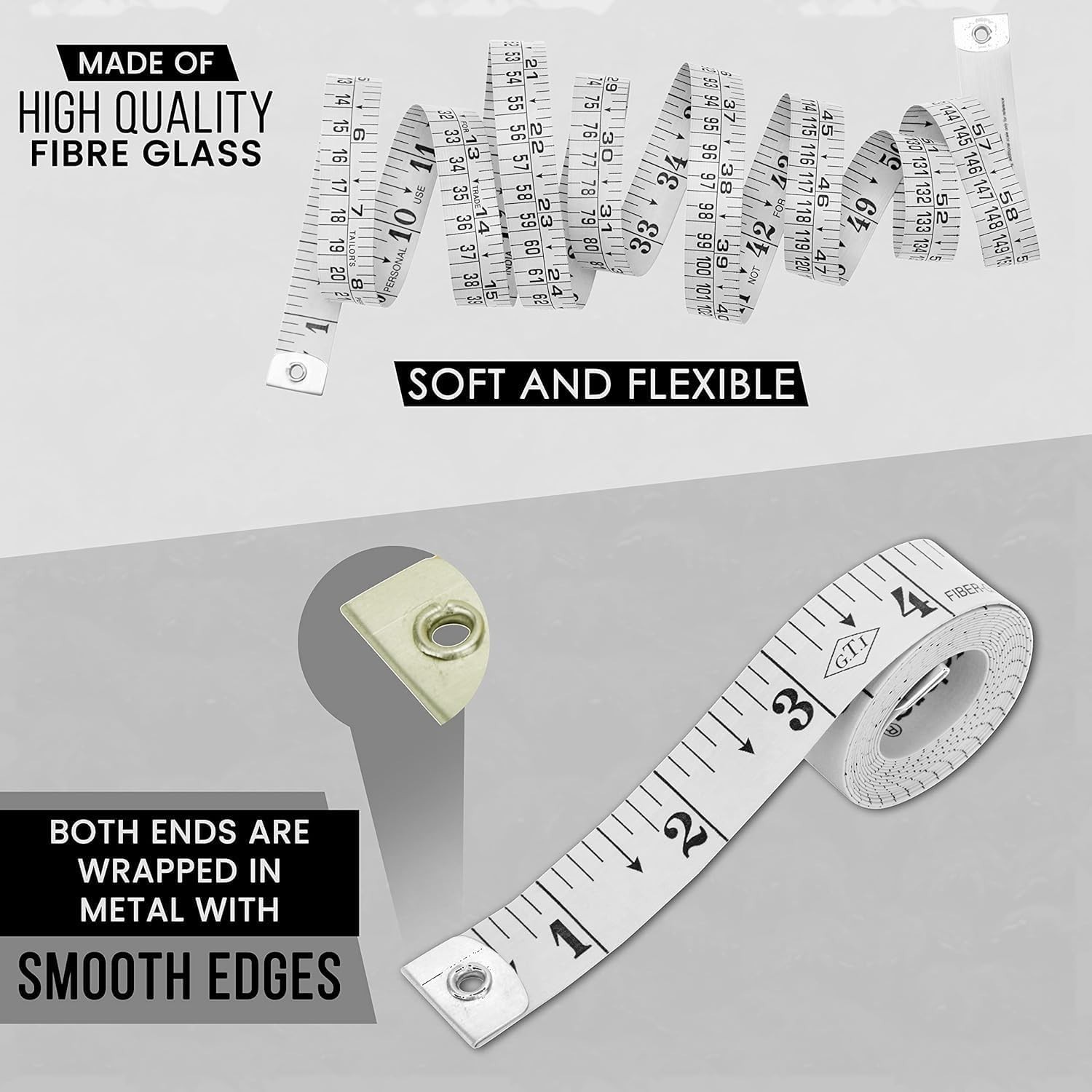 Soft Measuring Tape 2 Pack – 60 Inch / 150 cm Dual-Sided Body Tape Measure