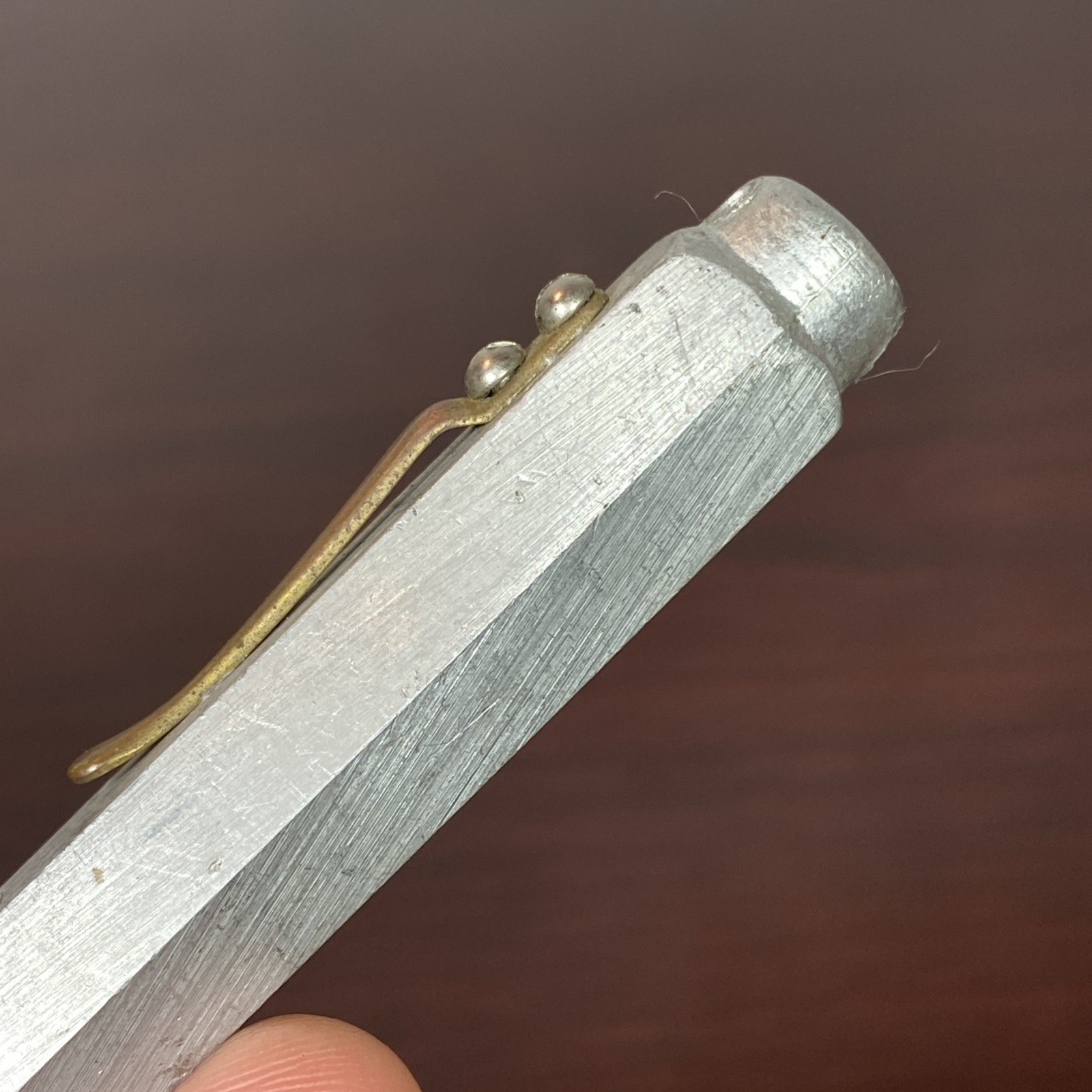 Vintage Solid Aluminum Pocket Level Plumb Line Bob w/ Brass Clip Made In Germany