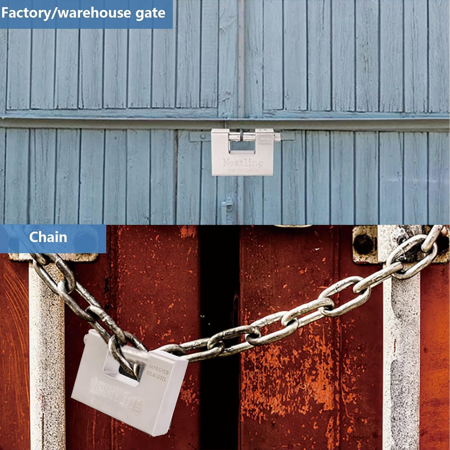 94Mm Padlock with Key, High Security 5 Keys Heavy Duty 1.1 KG D-Shaped Solid Bra