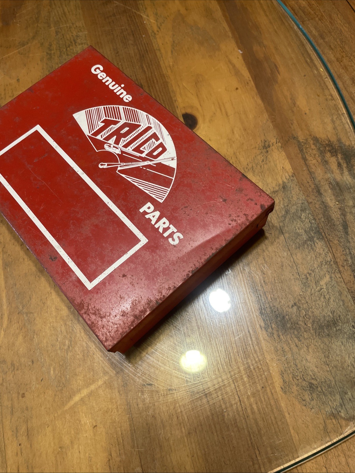 Vtg TRICO Genuine Parts Metal Box Auto Advertising Storage Compartments Organize