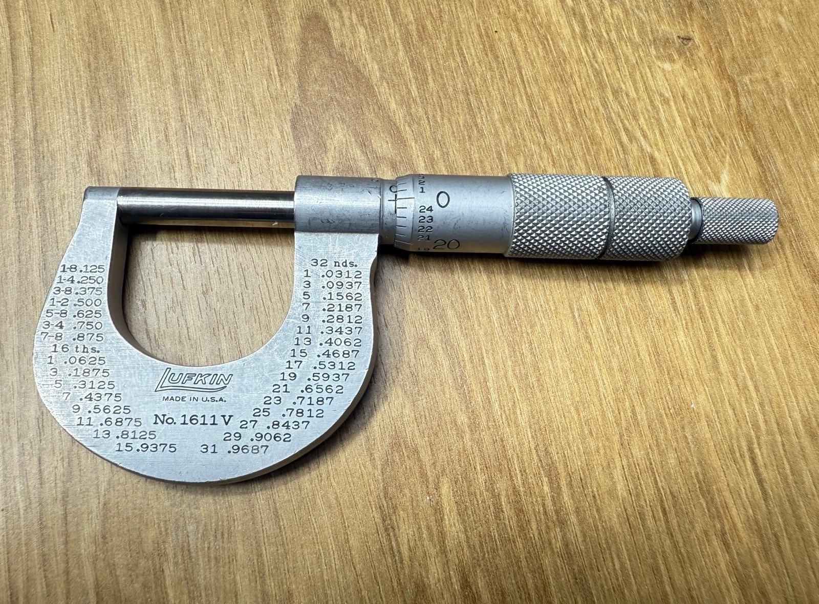 Vintage Lufkin No. 1611V 0-1” Outside Micrometer