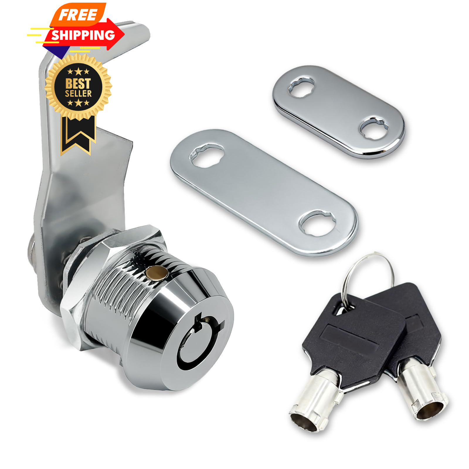 1Pack Toolbox Lock with Keys 5/8 Inch Cabinet Locks Keyed Alike Tubular Black