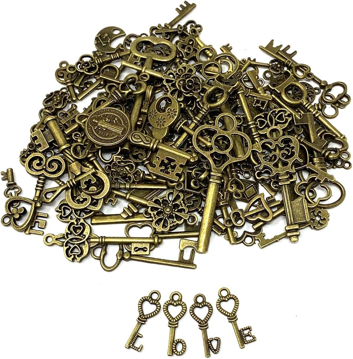 Mixed Antique Style 125 PCS Skeleton Key Charms for DIY Jewelry & Party Favors