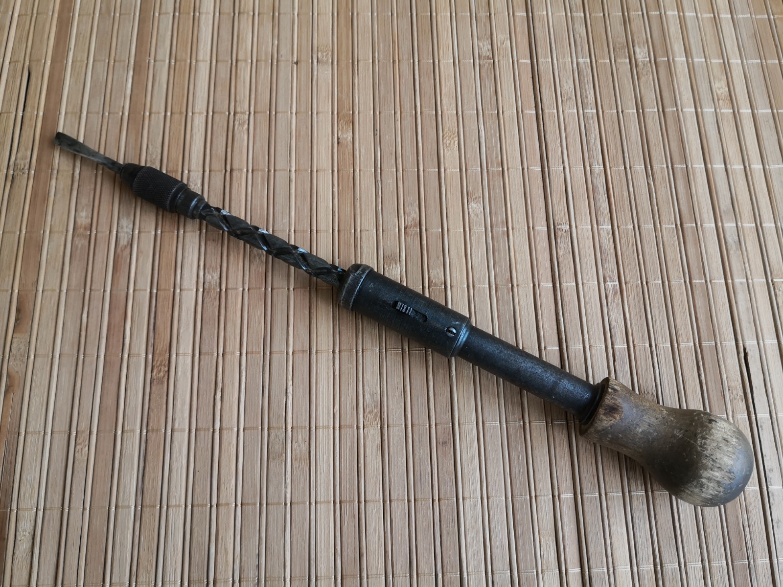 Vintage Soviet screwdriver with a spiral ratchet mechanism, made in USSR 40-50s.