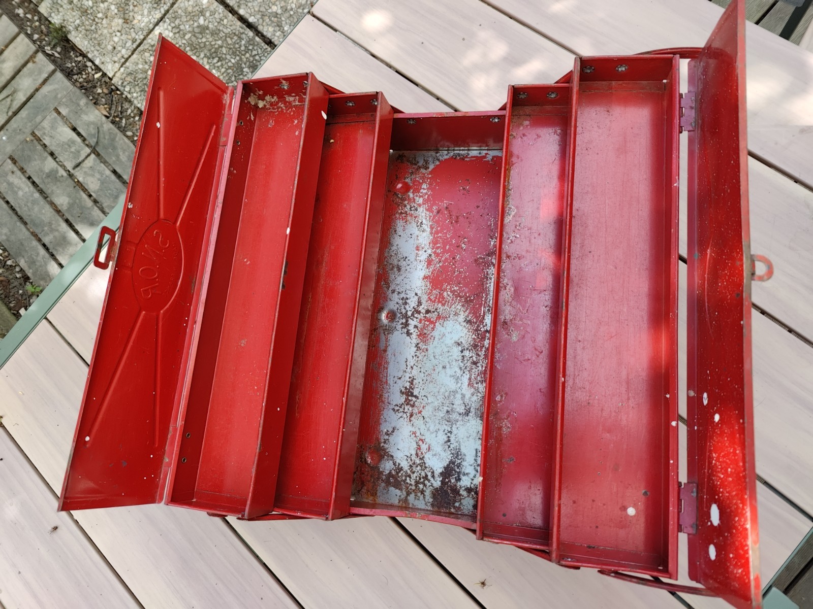 SNOR Vintage Industrial Metal Tool Box Red 1940/1950 Work Box