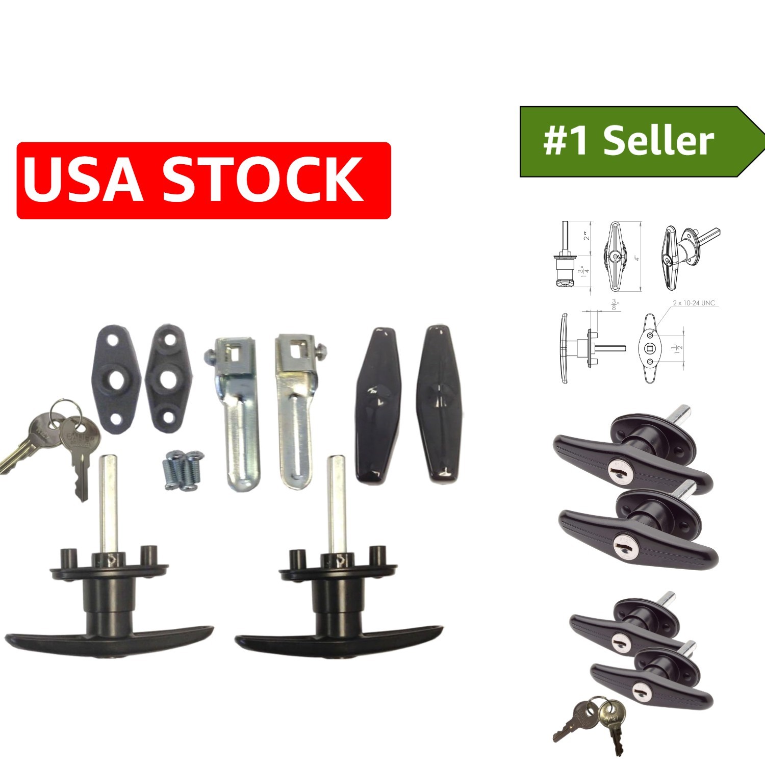 Modern Black T-Handle Lock Set with Accessories for Stylish Security Solutions