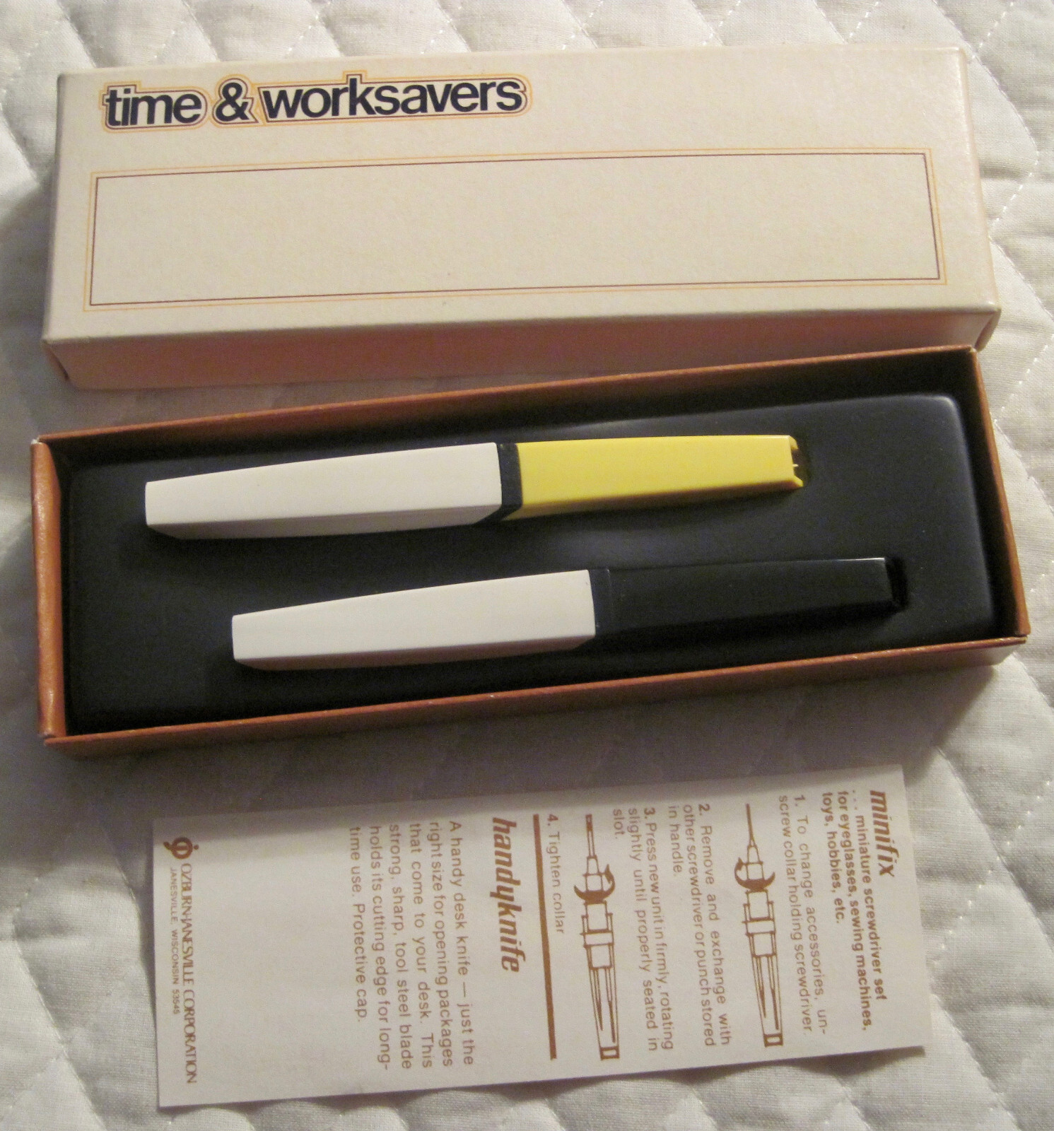 Vtg Ozburn-Janesville Time Worksavers Miniature Screwdriver Set & Handy Knife