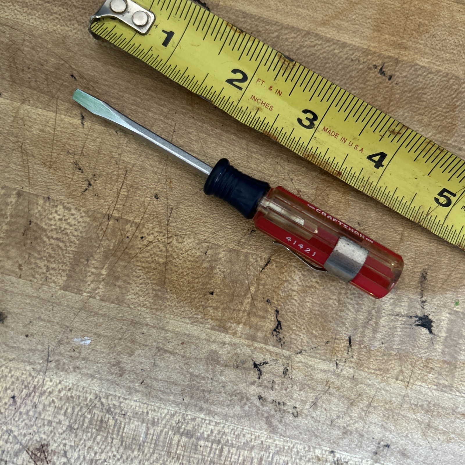 Vintage Craftsman 41421 Pocket Screwdriver 1/8 Flathead Slotted Forged USA Clip