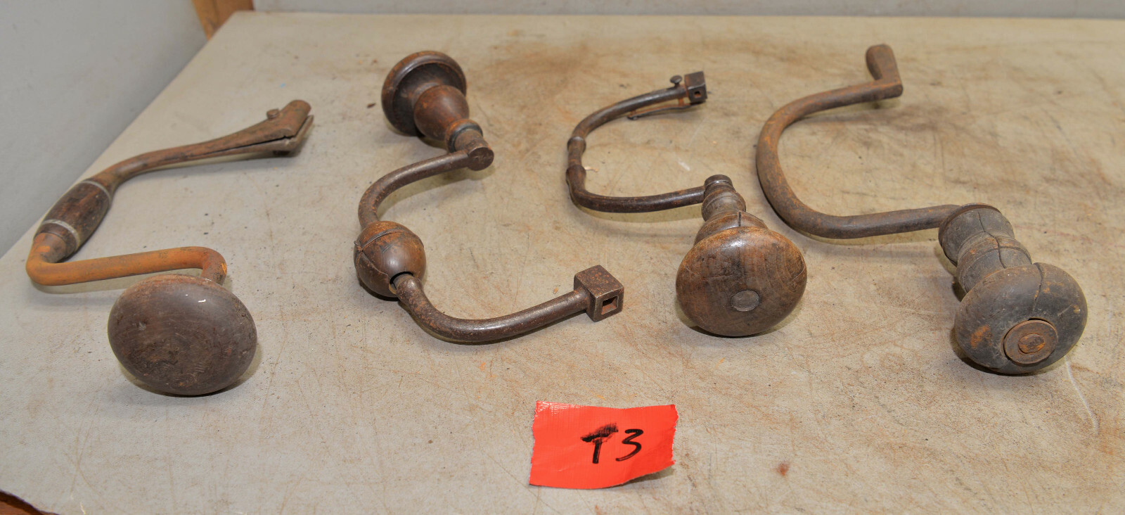 4 vintage bit brace John S Fray No 110 Spofford & more collectible drill lot T3