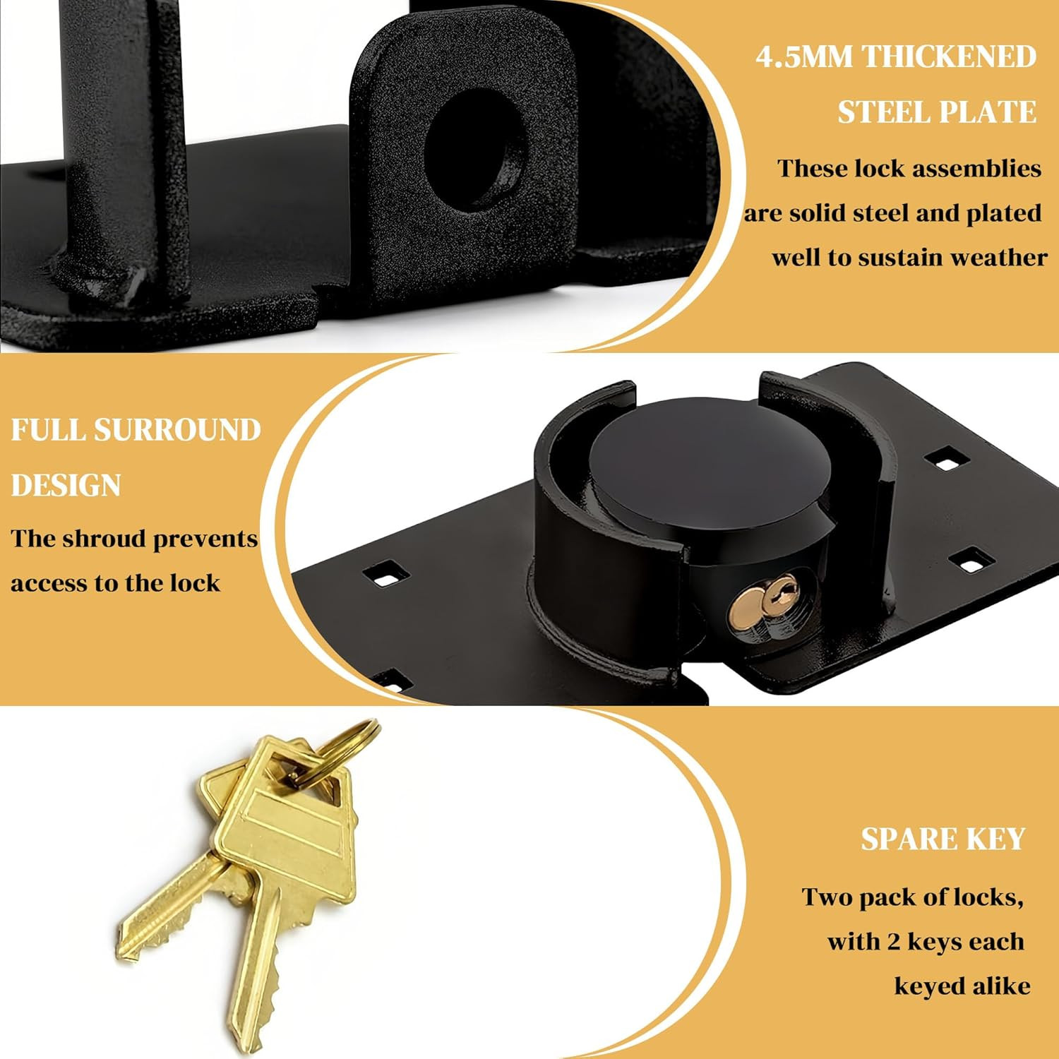 2 Pack Van Door Lock Set Keyed Alike with 4Pcs Keys and 80Mm Screws | 73MM Heavy