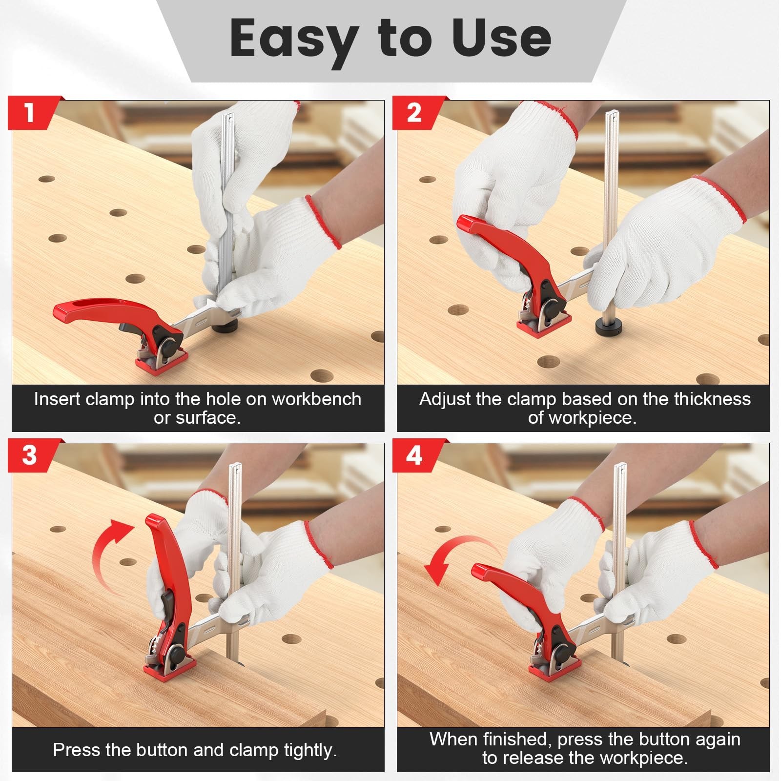 Housolution Bench Dog Clamp, 3/4 inch Dog Holes Workbench Clamp for Woodworki…