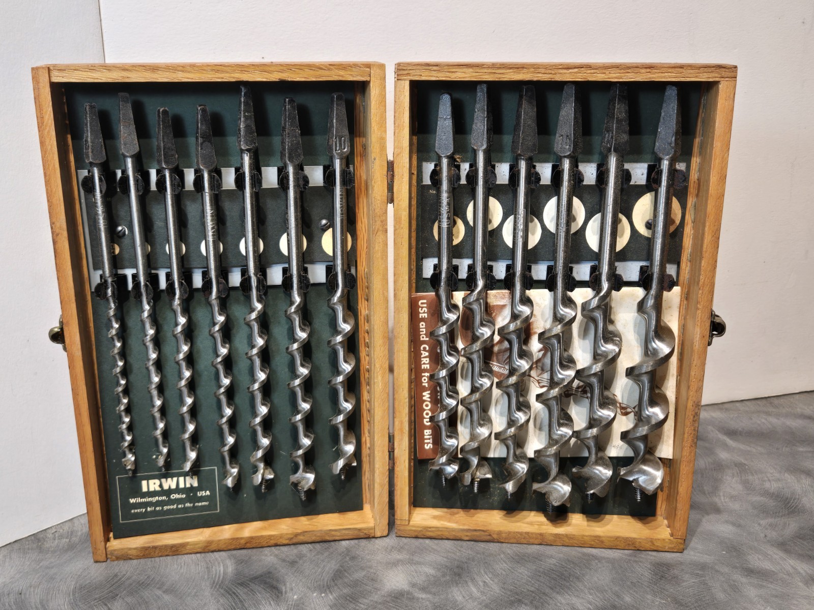 Vintage Irwin Auger Bit Set – 13-Piece – Original Wooden Box – Made in USA