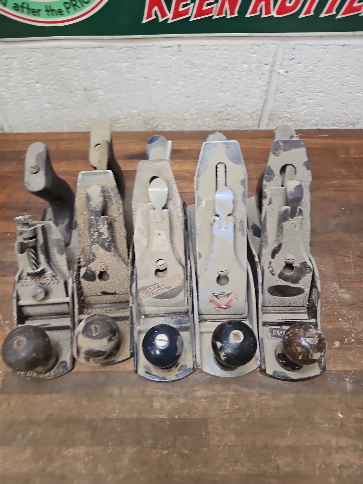 S46- 5 vintage No. 4 size Planes – Stanley Millers Falls Etc