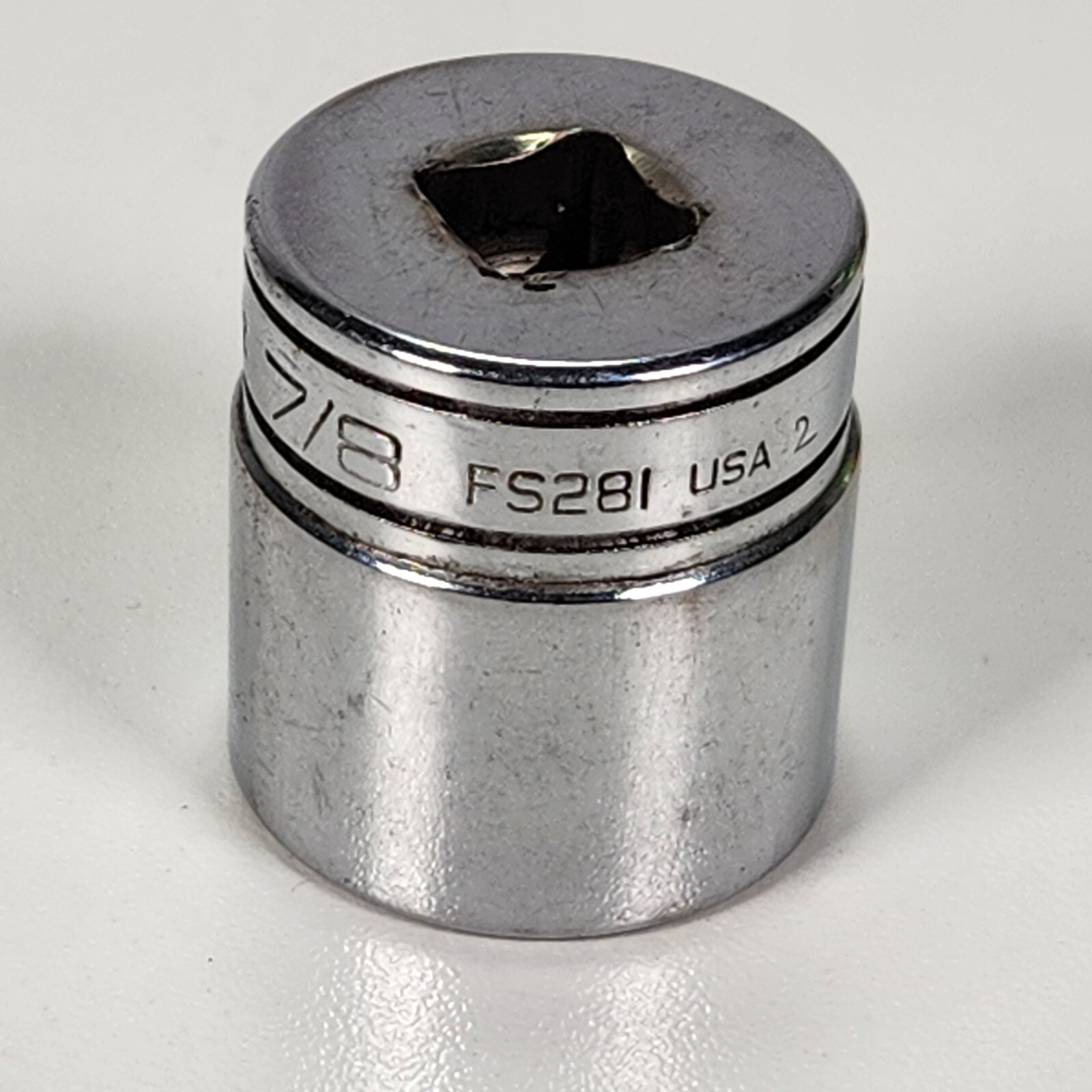 VINTAGE SNAP ON FS281 3/8″ DRIVE 7/8″ SHALLOW SOCKET / 6 POINT / USA MADE