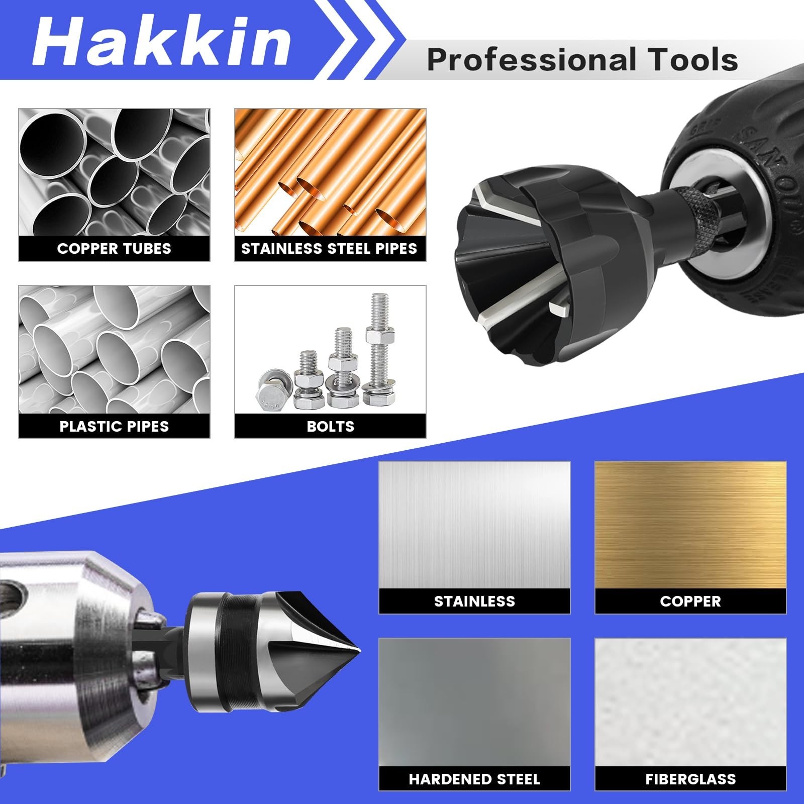 Deburring External Chamfer Tool with Tungsten Carbide Blade, Hakkin 5Pcs Remo…