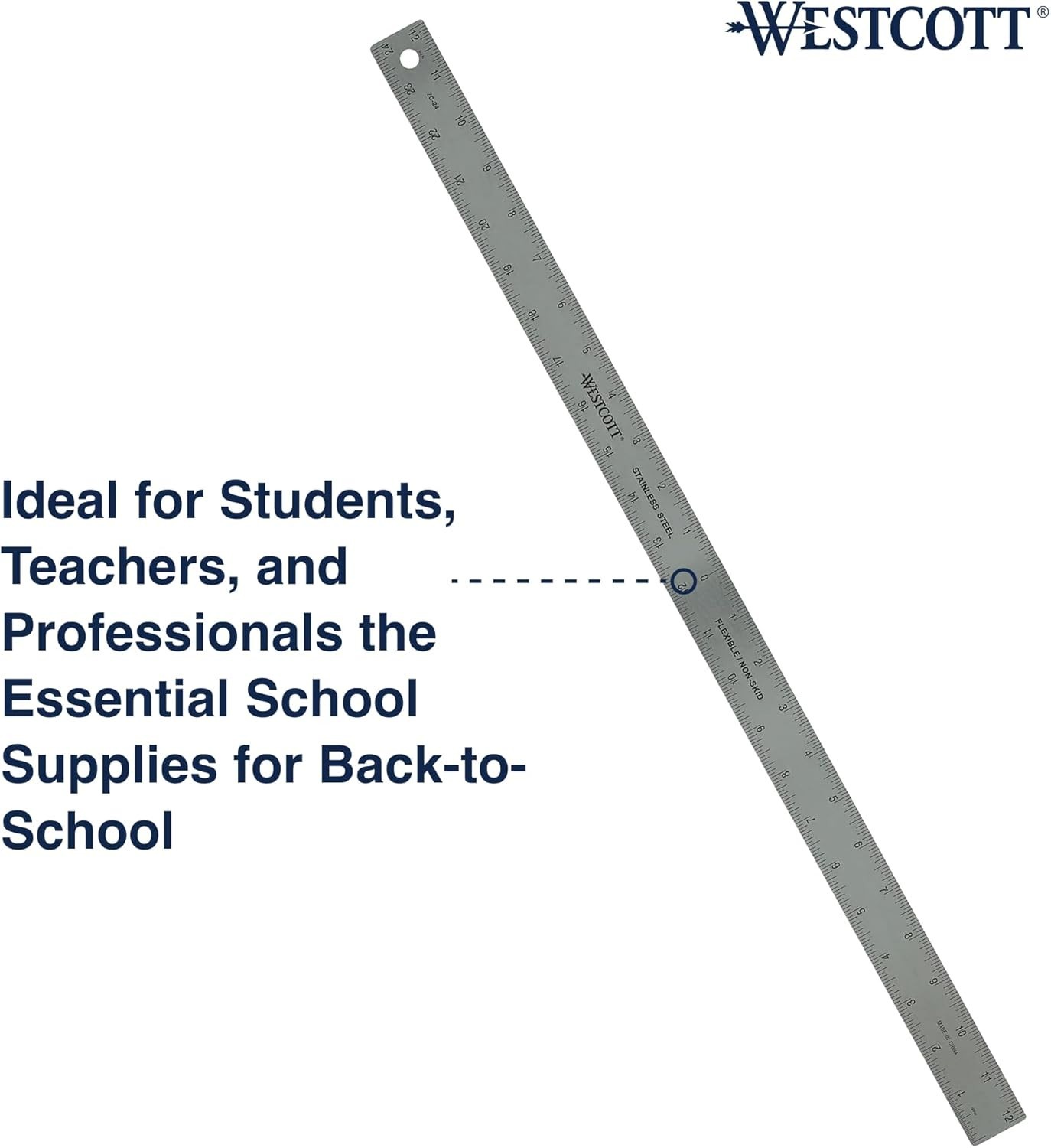 24-Inch Non-Slip Cork Back Ruler – Durable Stainless Steel with Precision Scale