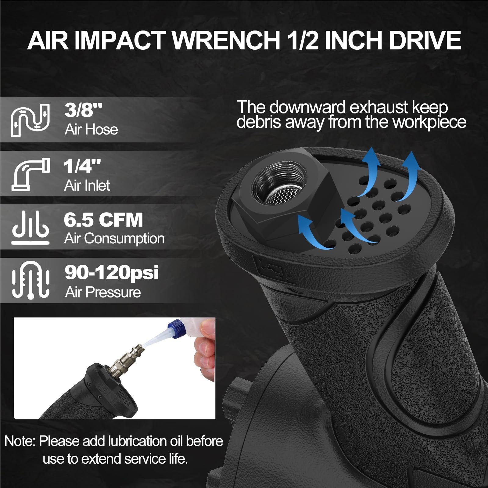 Trivd Frol Air Impact Wrench 1/2″ – 1/2 Inch Impact Gun 1/2 Drive, 1500Ft-lbs…