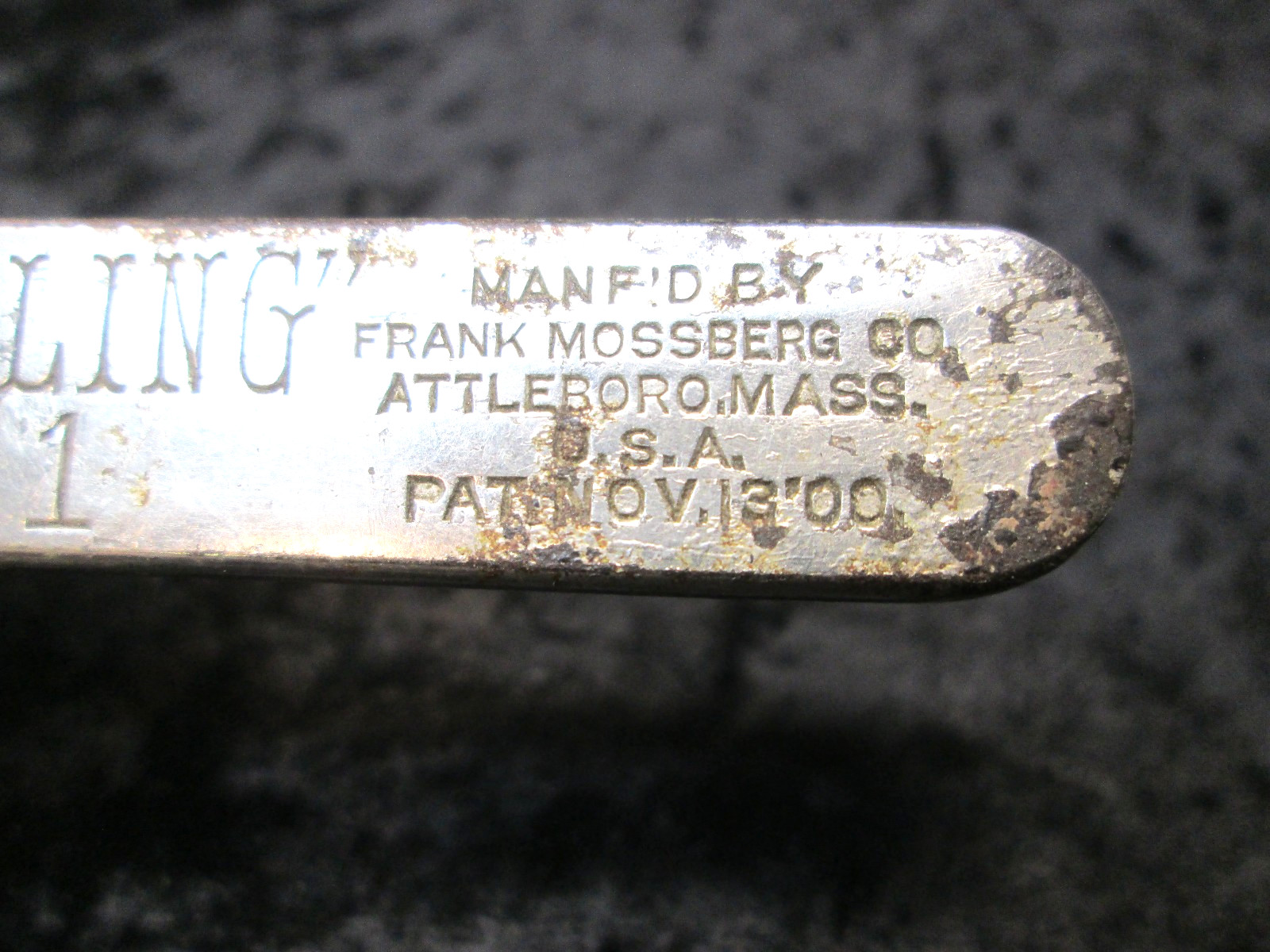Vintage Frank Mossberg Co Sterling 5″ Bicycle Wrench No 1, Pat. Nov 13 1900, USA