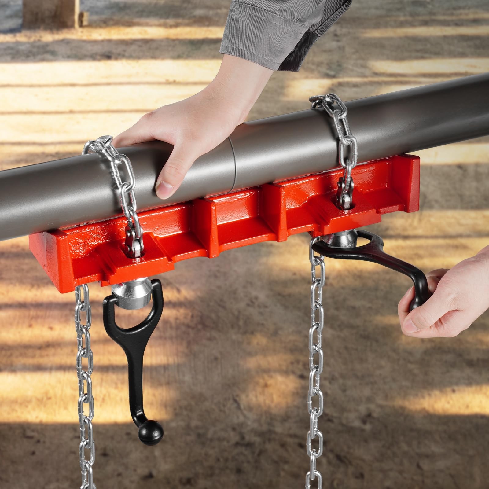 Pipe Welding Vise, 1/2″ to 8″ Clamp with Dual Chains & Red