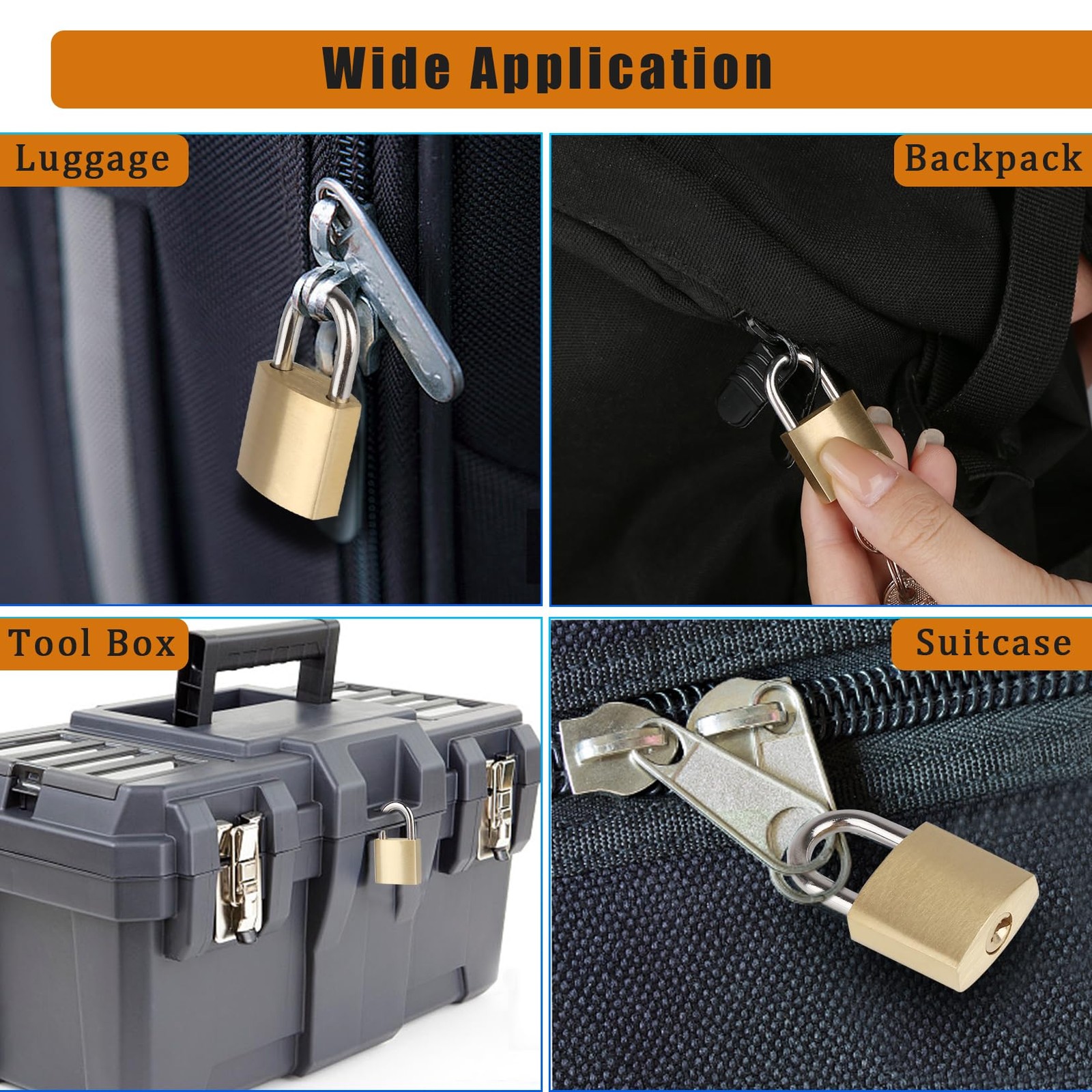 10Pack Small Locks Same Keys 3/4″ 20mm Solid Brass Padlocks Keyed Alike Mini