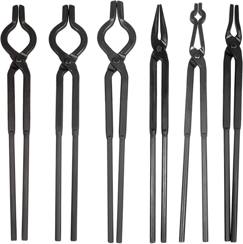 Beginner Blacksmith Tongs Forge Tong Tools Flat Jaw,Pick Up,Scroll,V-Bit Tongs
