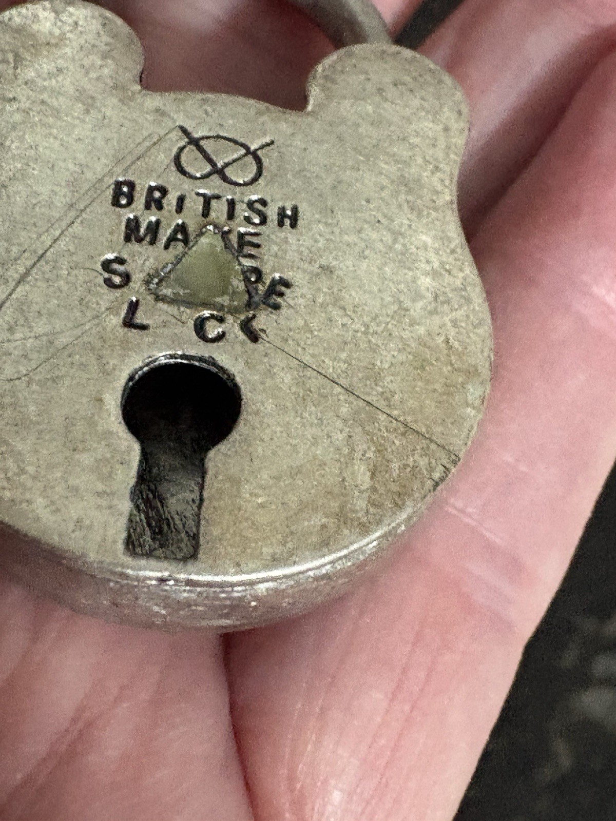 Antique British Made 2” Padlock Old English Shape Trunk Chest Box Lock No Key
