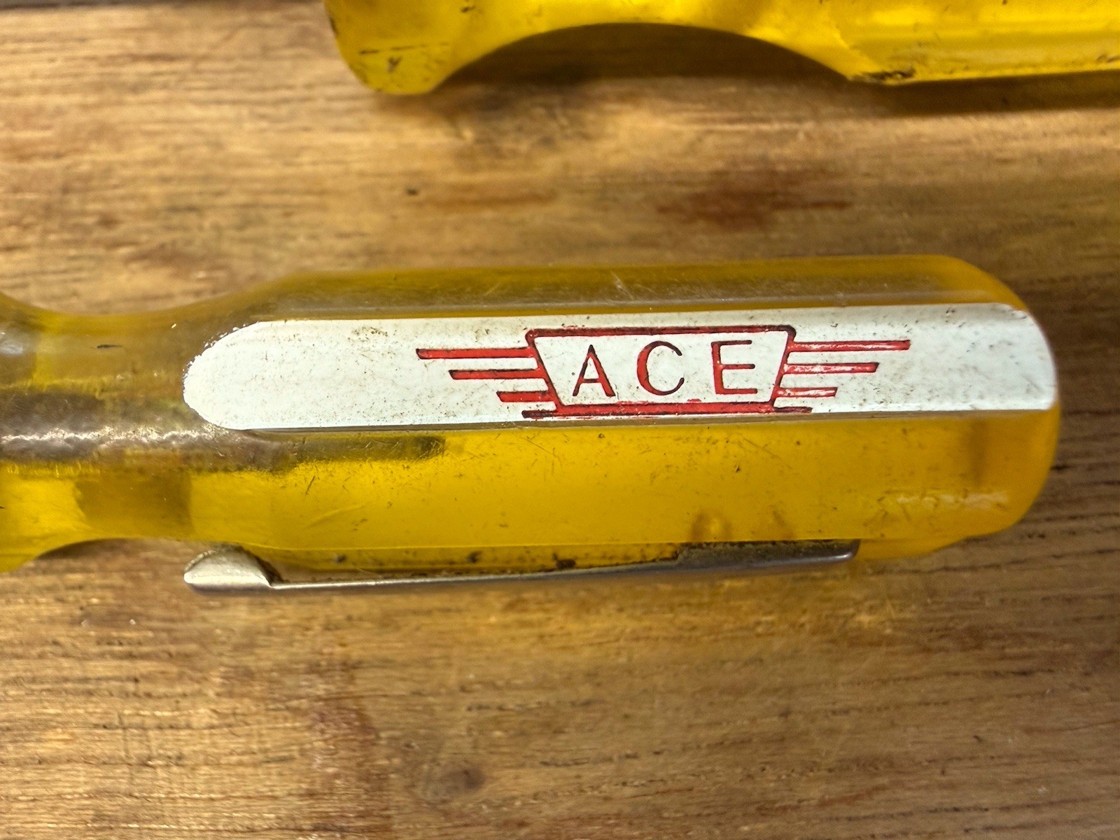 3 Piece Vintage Screwdrivers Marked ACE Yellow And White